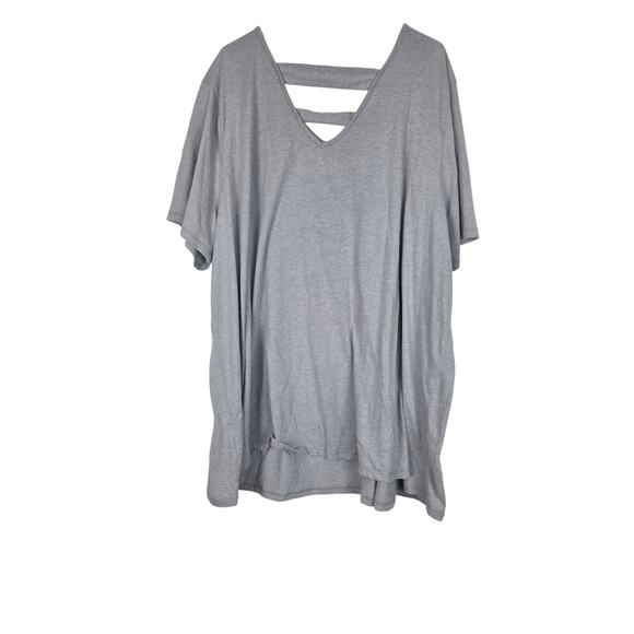 Catherines Flowy Top 4x (30/32) Womens Plus Size Gray V Front V Back Pullover - Picture 5 of 6